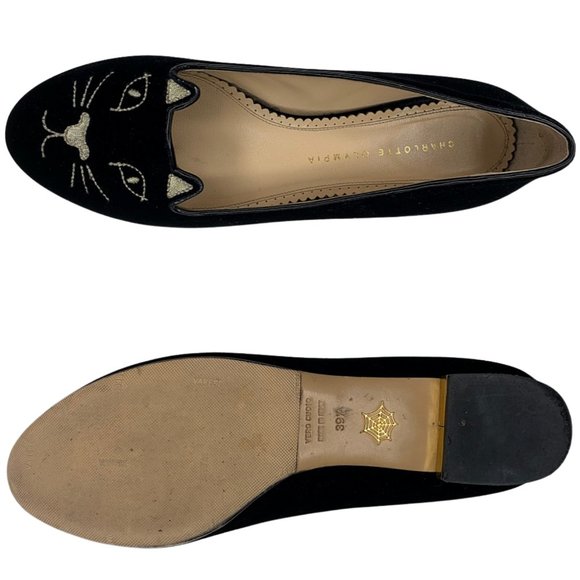 Charlotte Olympia Velvet Kitty Slip-On Ballet Flat - Picture 7 of 16